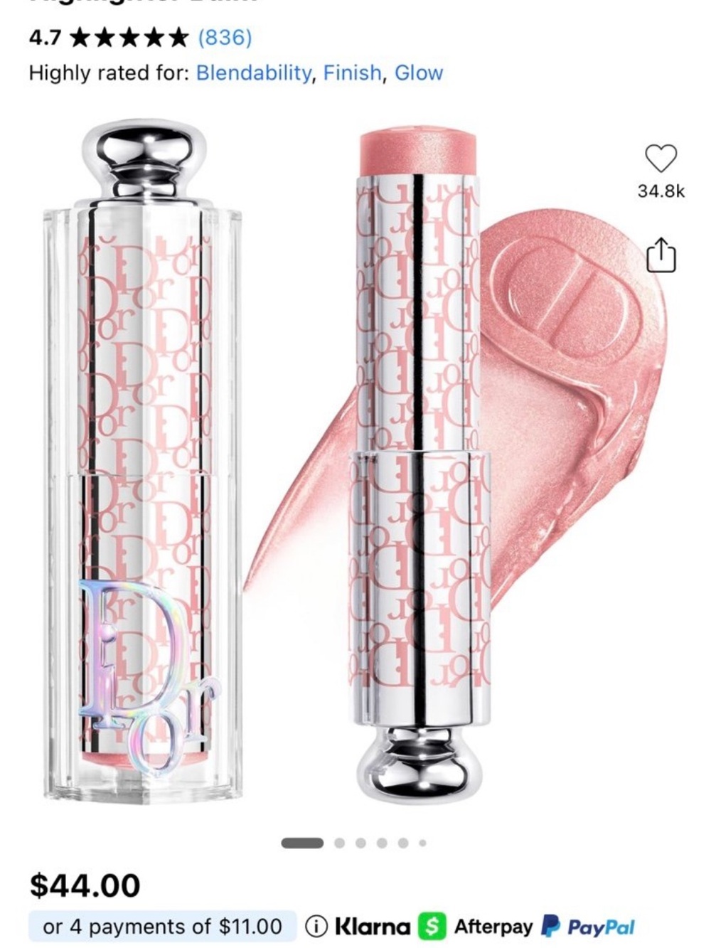 Dior Backstage Glassy Glow Stick Multi-Use Glossy Balm 041 Glazed Rosy